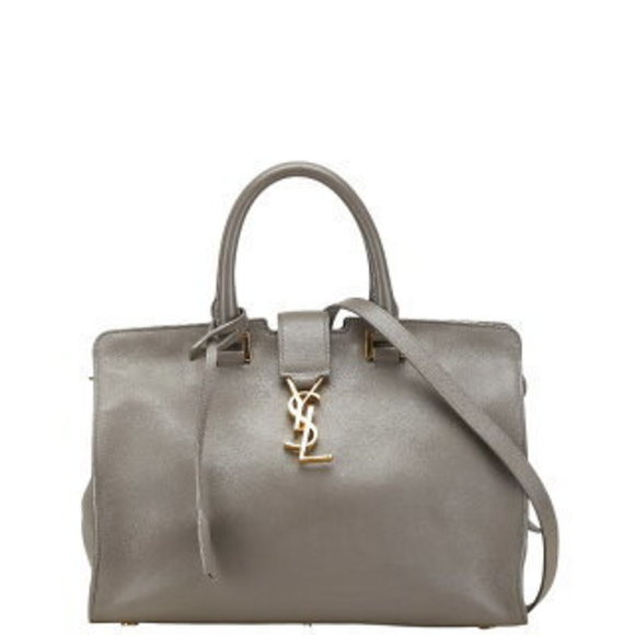 Saint Laurent Cassandra Cabas Shoulder Bag Gray Leather - Picture 1 of 8